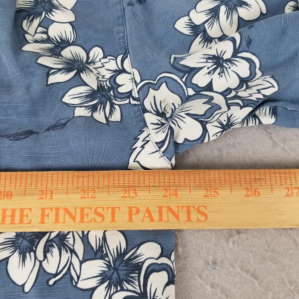 Tommy Bahama Shirt Mens Large Blue Silk Floral Hawaiian Button Up Camp Casual - Picture 10 of 12